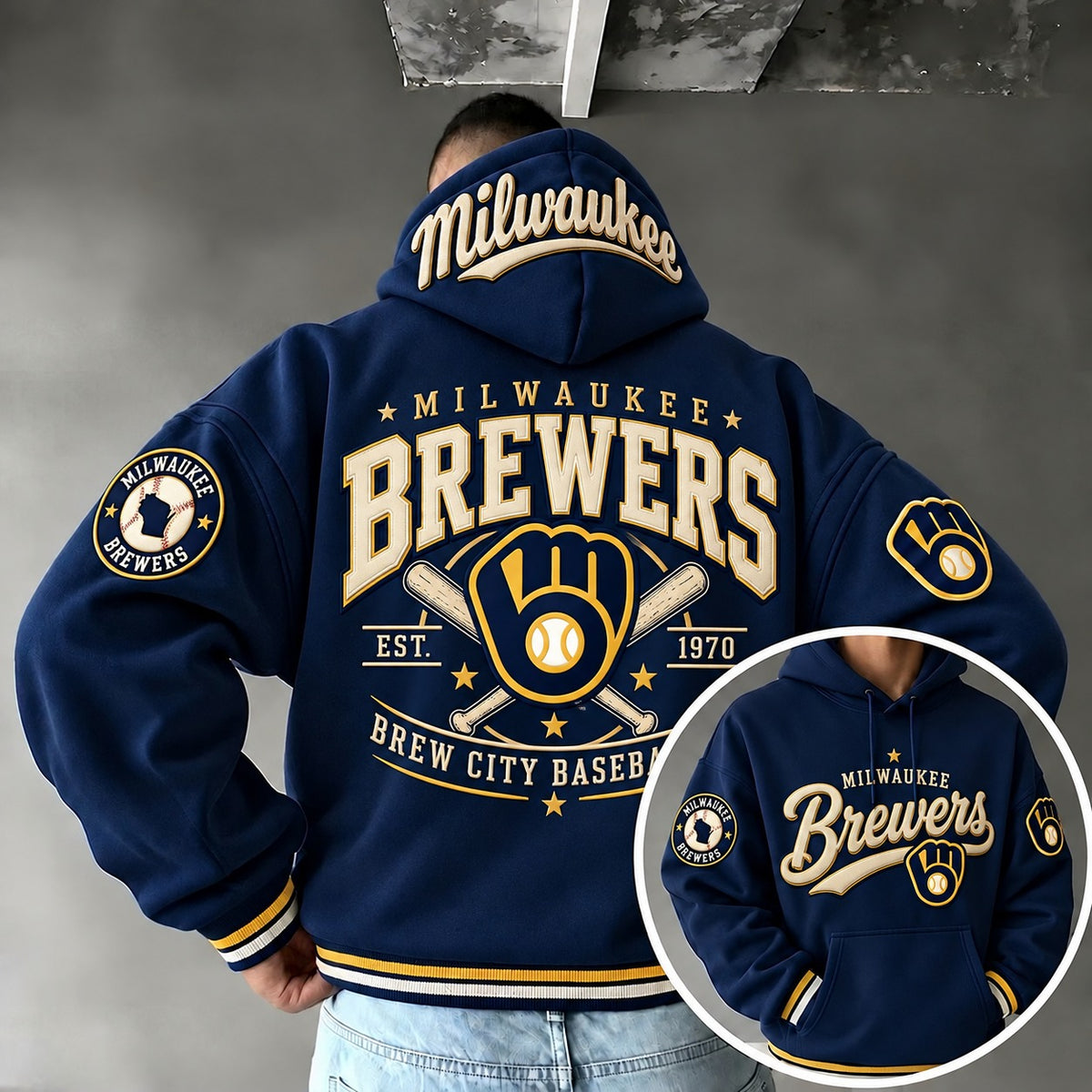 Men's Vintage Football Team Graphic Pullover Hoodie